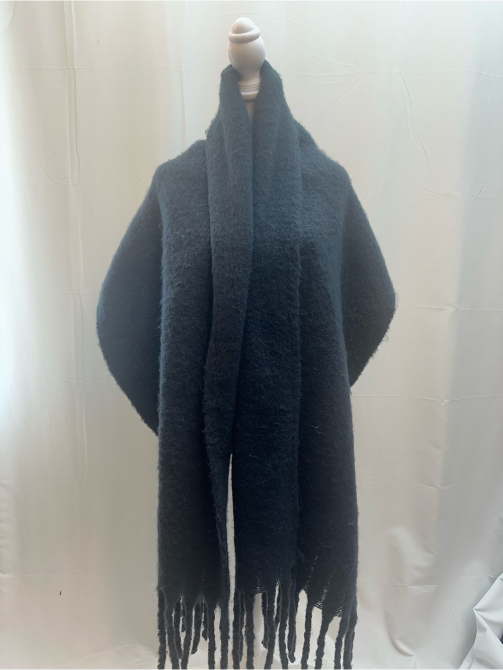 Anthropologie Dark Gray Long Fringe Wrap Scarf O/S NWTS